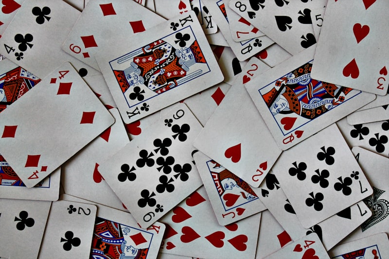 Poker chips stacked on a casino table